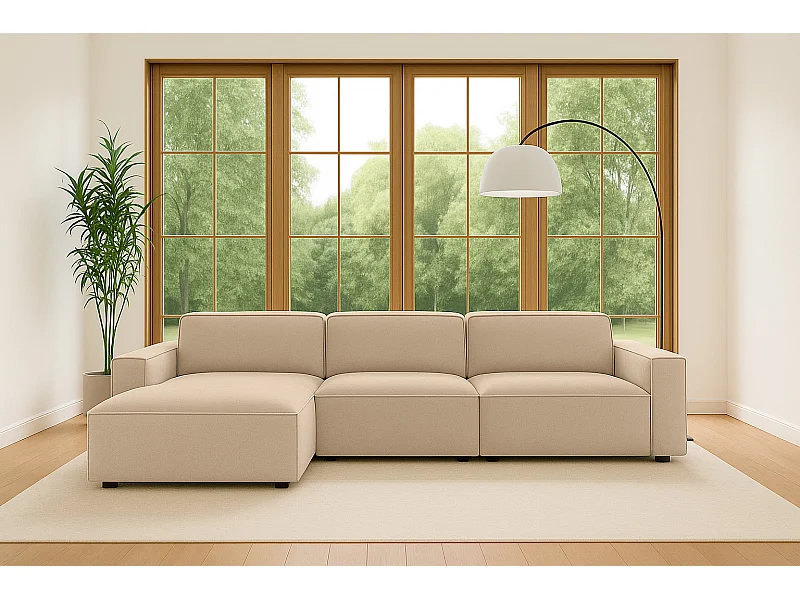 Ecksofa L-Form Cursal, Stoff Salvador, Beige, Links