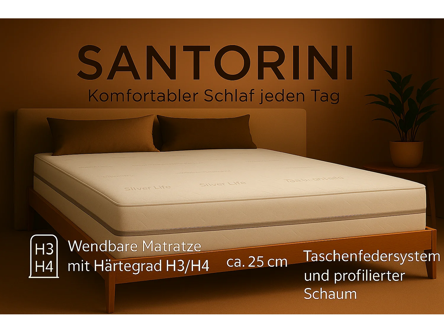 Matelas de poche SANTORINI, 120x200 cm, H3/H4