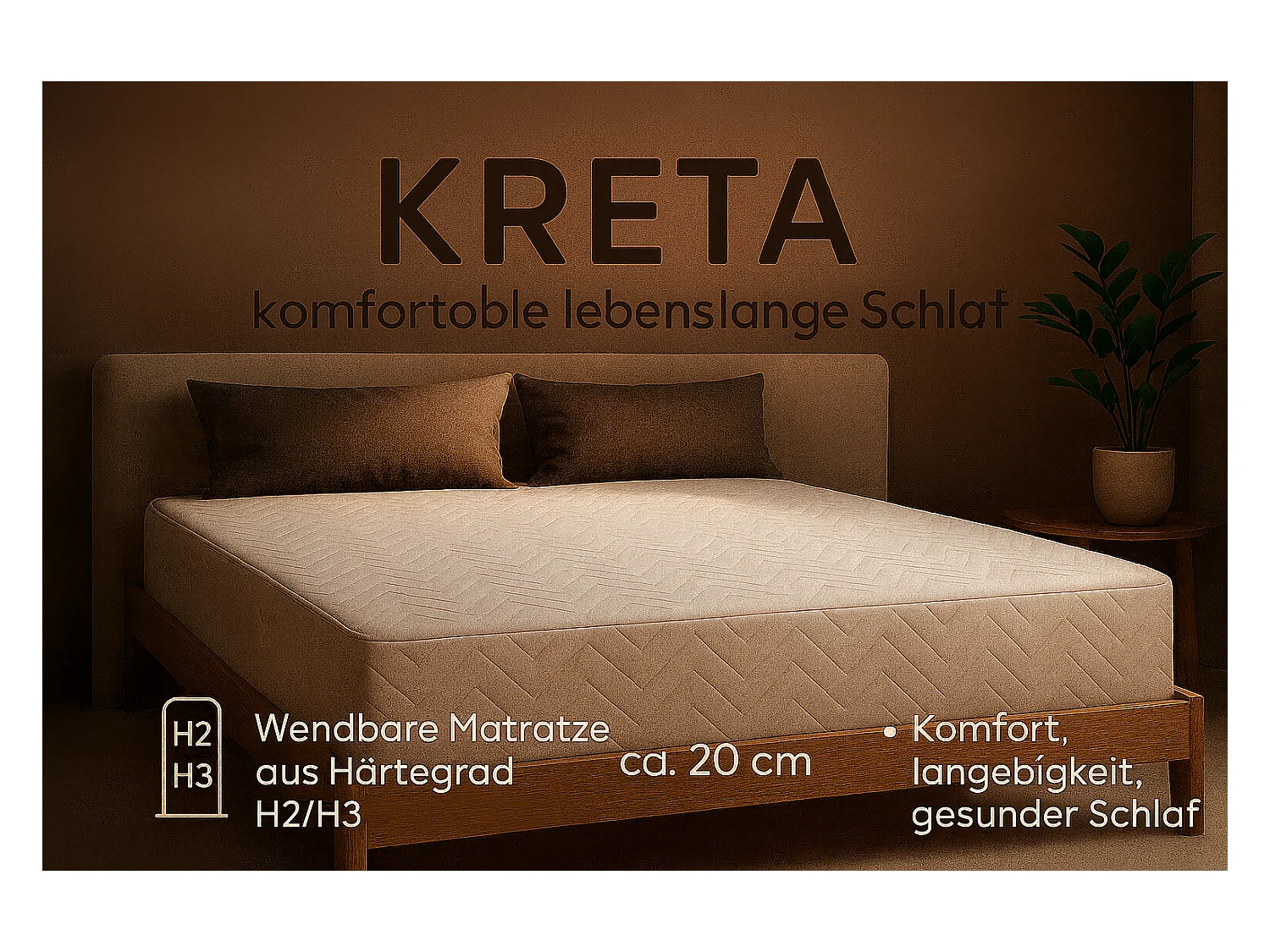 Pocketmatras KRETA, 120x200 cm, H2/H3