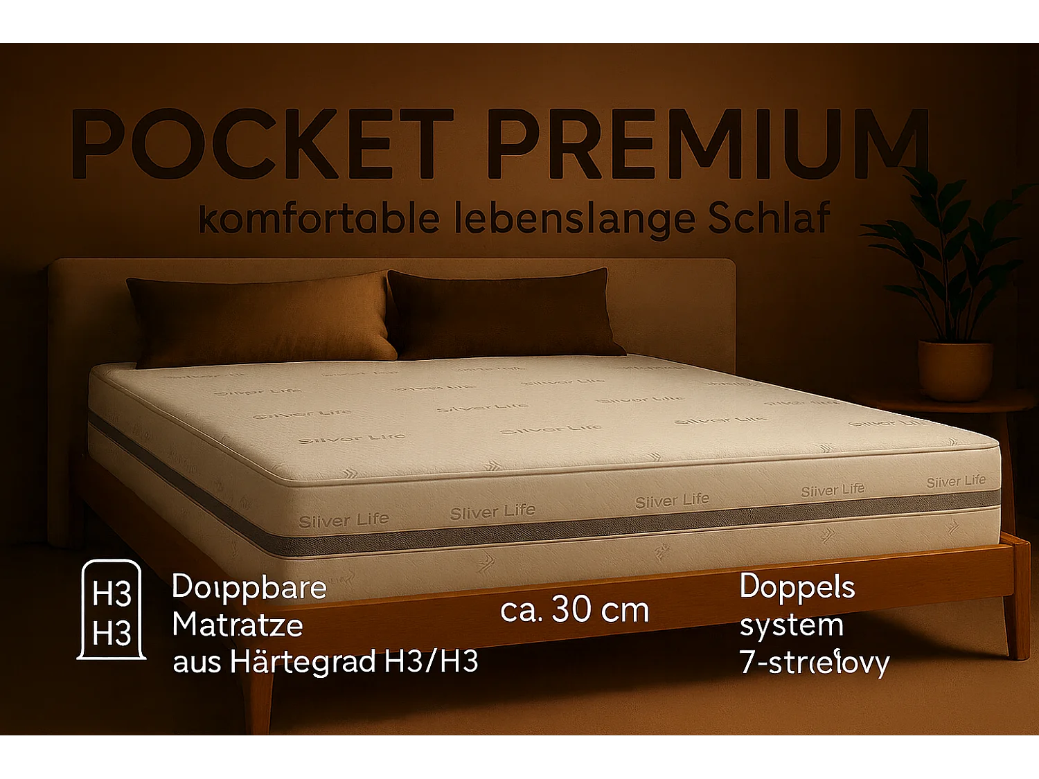 Pocketmatras POCKET PREMIUM, 90x200 cm, H3/H3