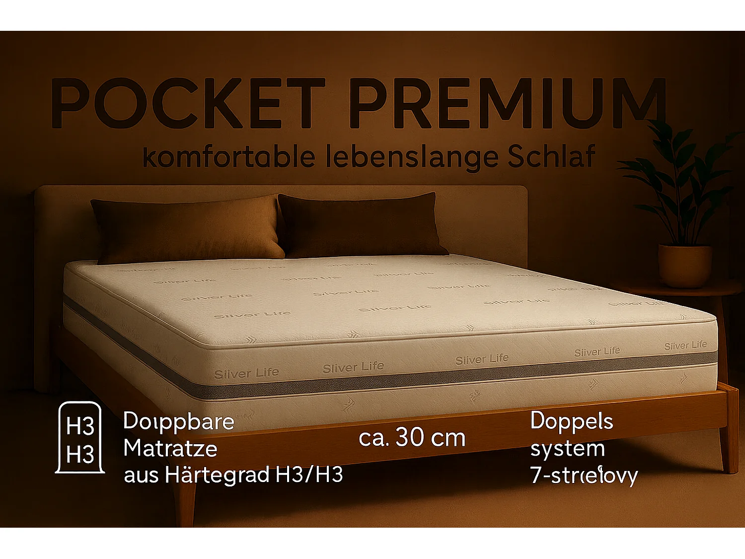Matelas de poche POCKET PREMIUM, 120x200 cm, H3/H3