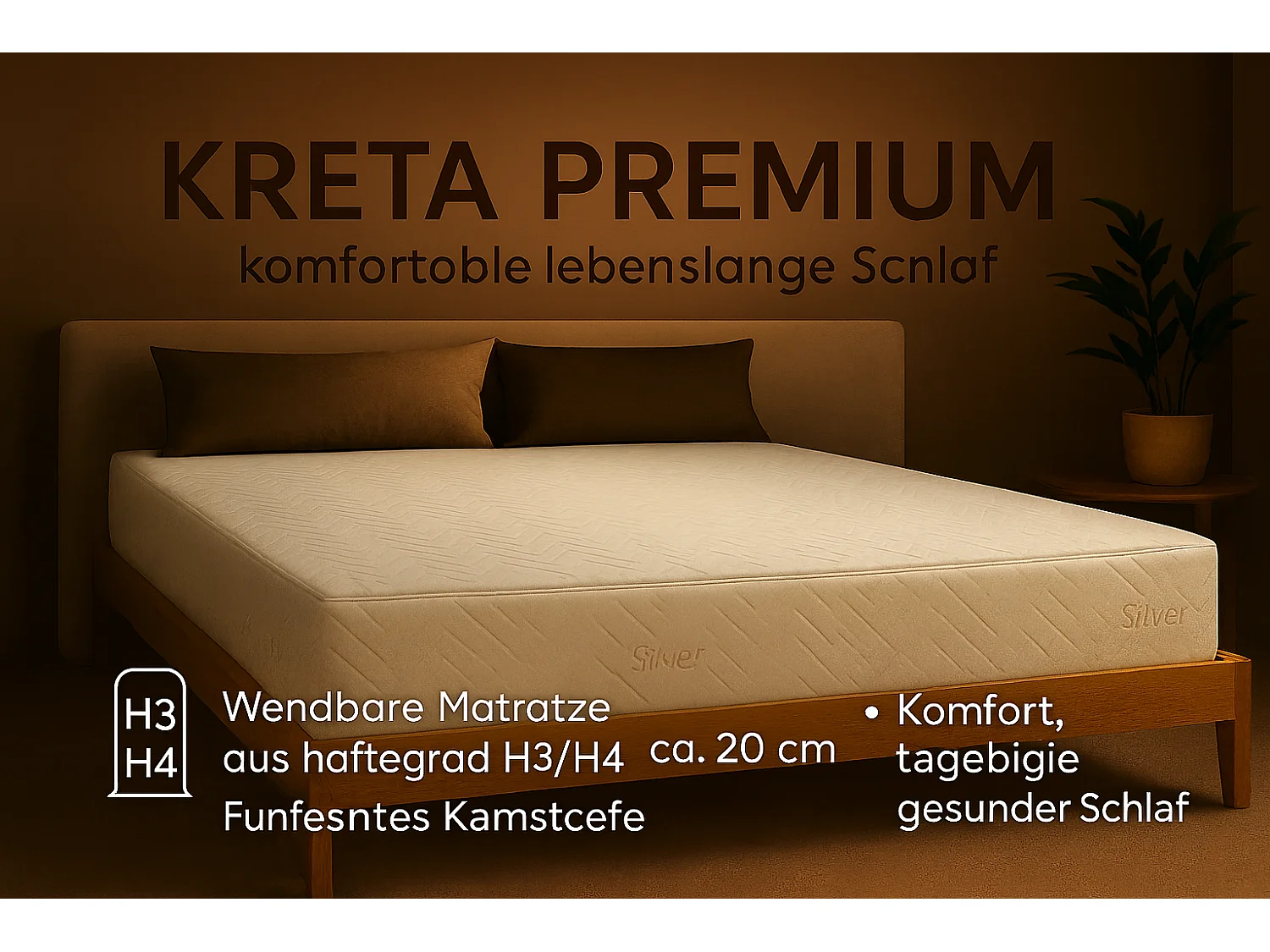 Matelas à poches KRETA PREMIUM, 160x200 cm, H3/H4