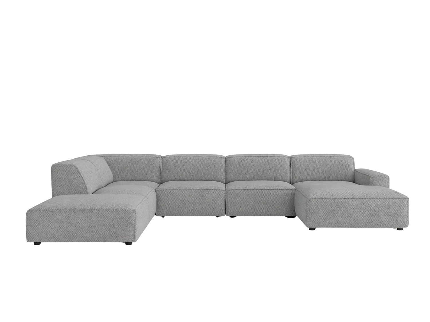 Canapé d'angle en U Cursal V, tissu Artico, Ciment, gauche