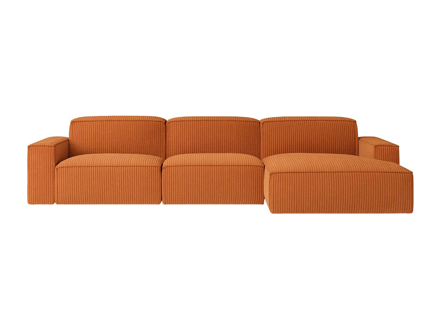 Canapé d'angle en L Cursal, tissu Poso, cuivre, droit