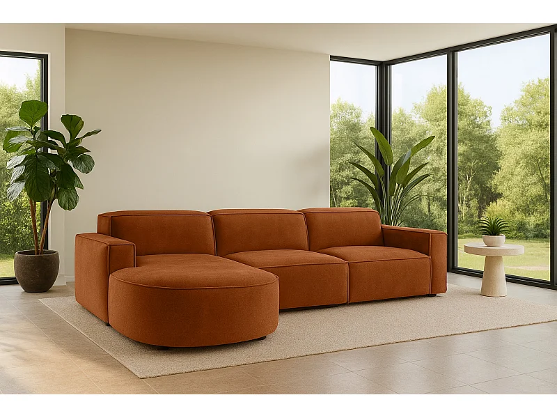 Ecksofa L-Form Round Cursal, Stoff Salvador, Braun, Links