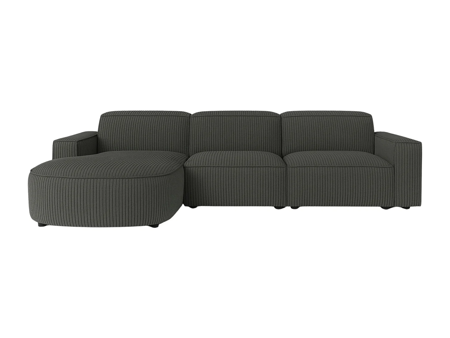 Canapé d'angle en L Round Cursal, tissu Poso, gris, gauche