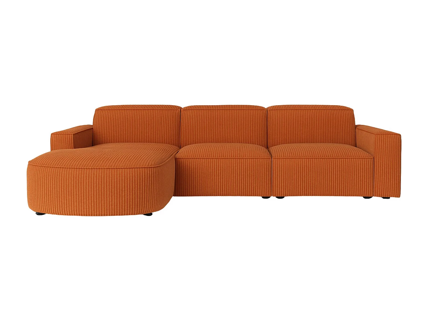 Canapé d'angle en L Round Cursal, tissu Poso, cuivre, gauche