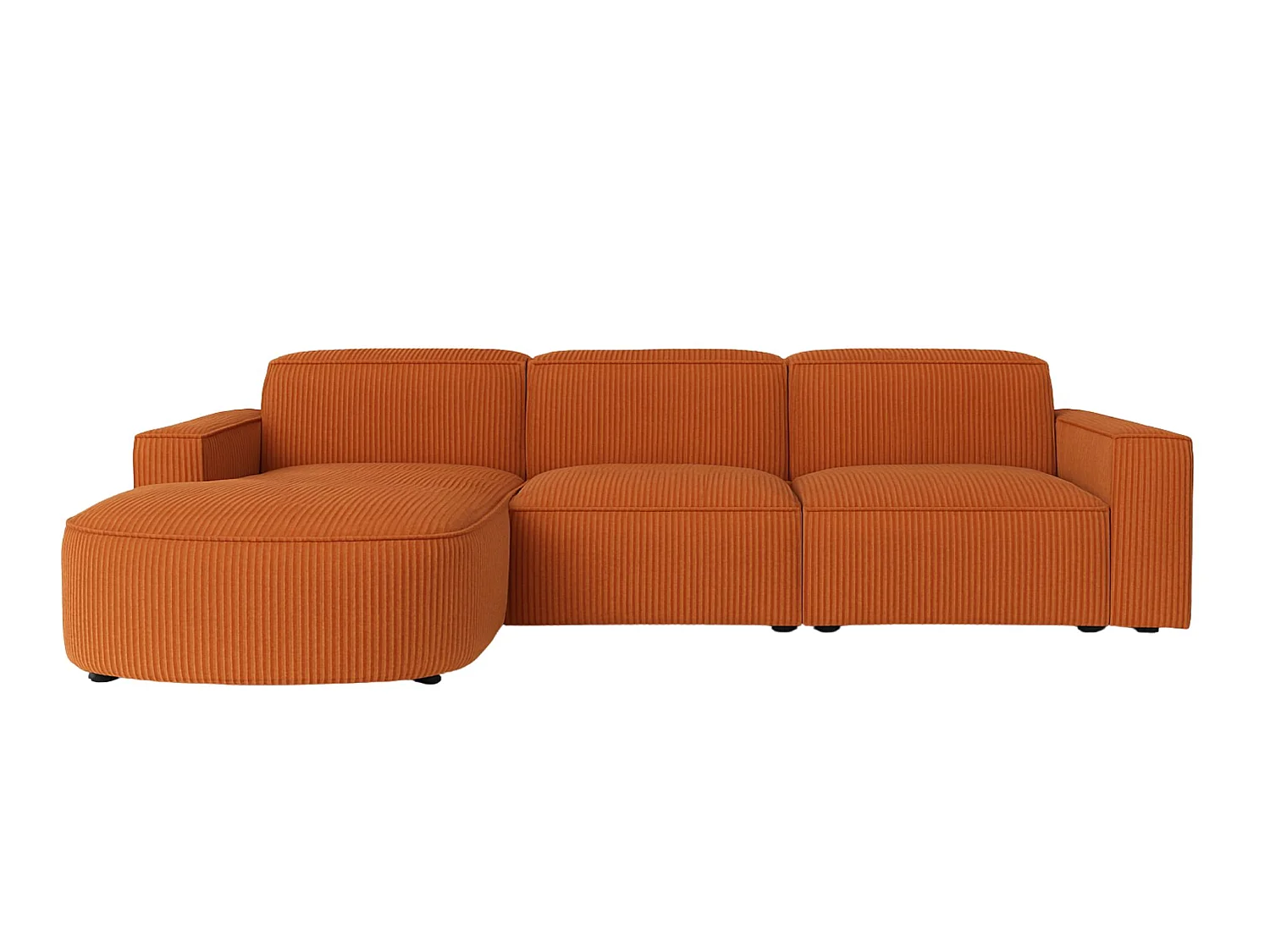 Canapé d'angle en L Round Cursal, tissu Poso, cuivre, gauche