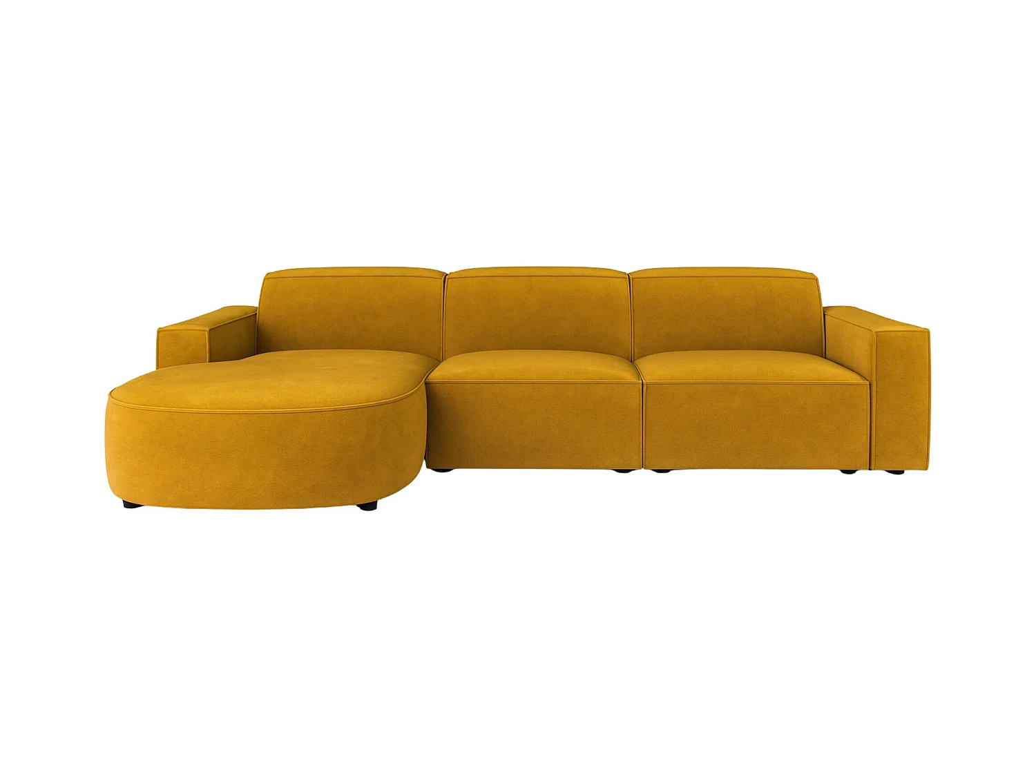 Ecksofa L-Form Round Cursal, Stoff Salvador, Gelb, Links