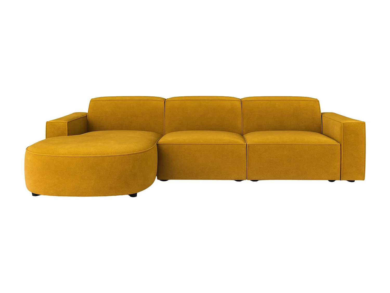 Canapé d'angle en L Round Cursal, tissu Salvador, jaune, gauche