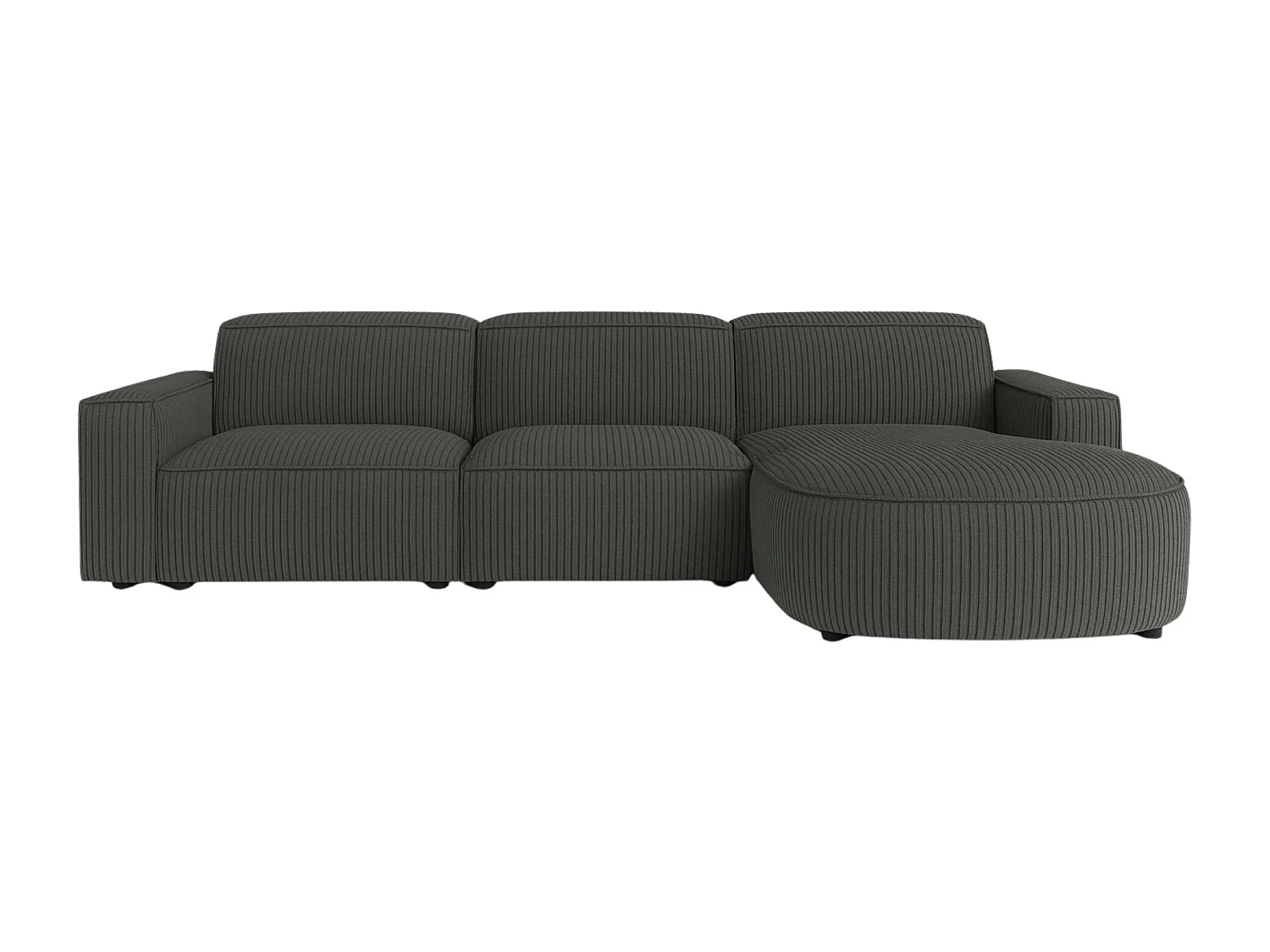 Canapé d'angle en L Round Cursal, tissu Poso, gris, droit