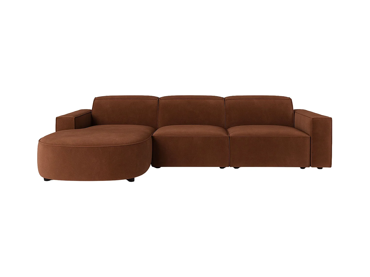 Ecksofa L-Form Round Cursal, Stoff Salvador, Dunkelbraun, Links