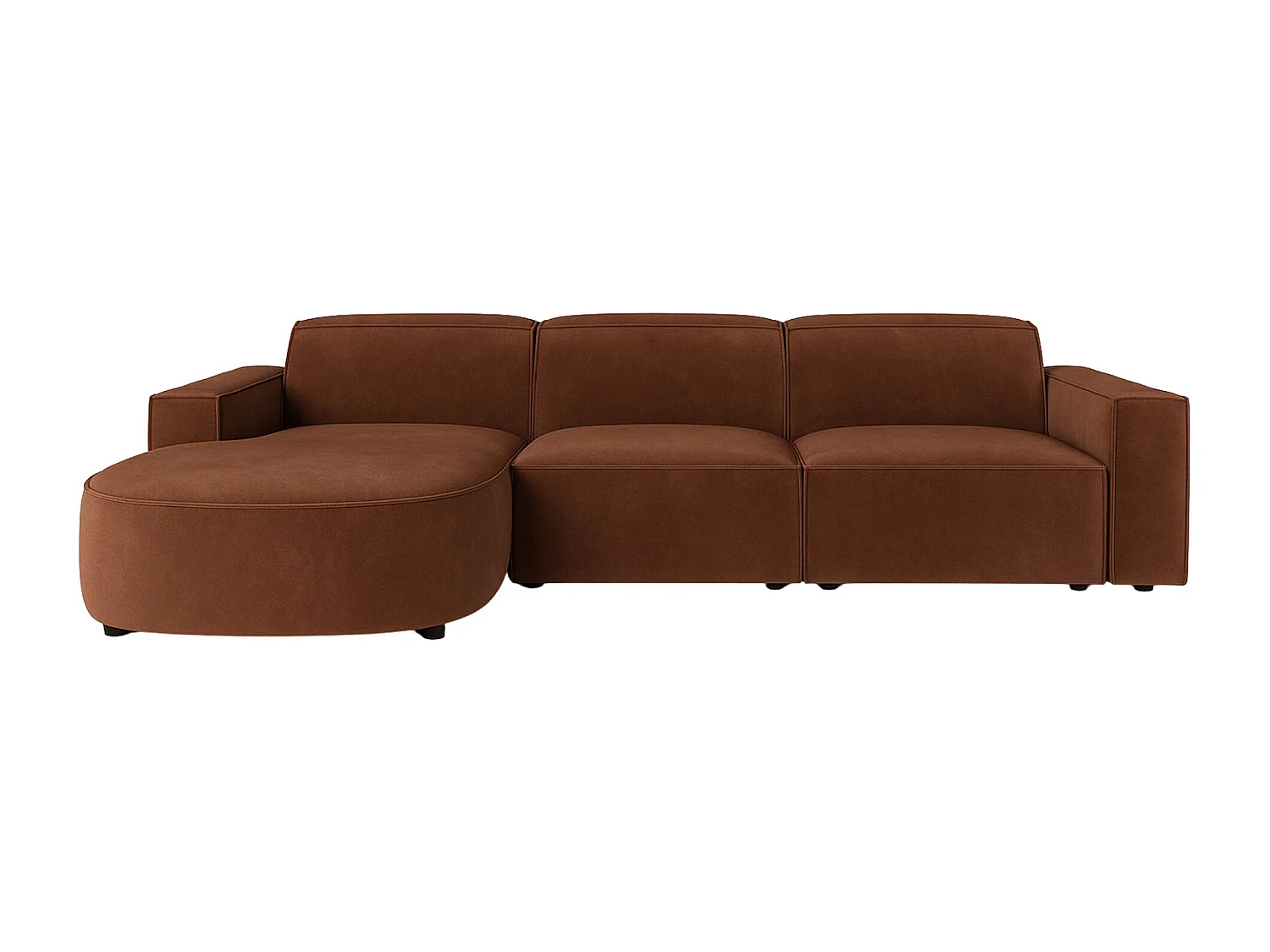 Canapé d'angle en L Round Cursal, tissu Salvador, marron foncé, gauche