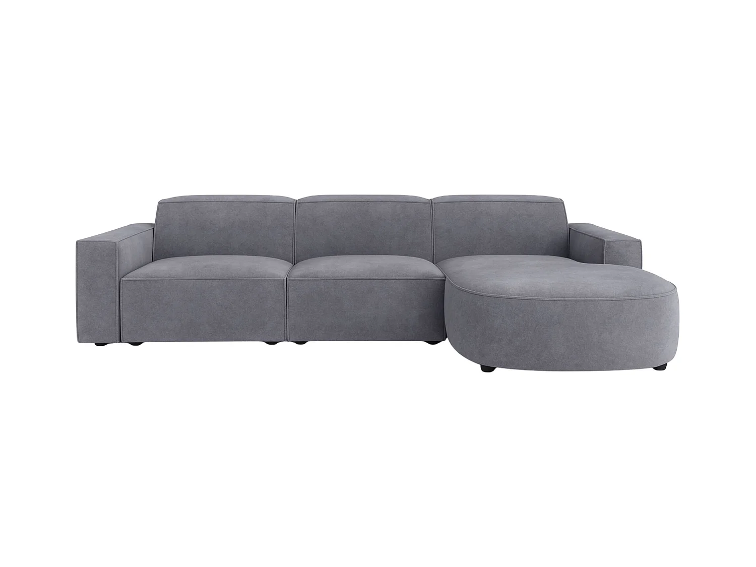 Canapé d'angle en L Round Cursal, tissu Salvador, gris, droit