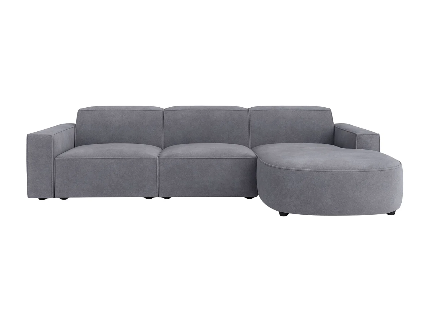 Canapé d'angle en L Round Cursal, tissu Salvador, gris, droit