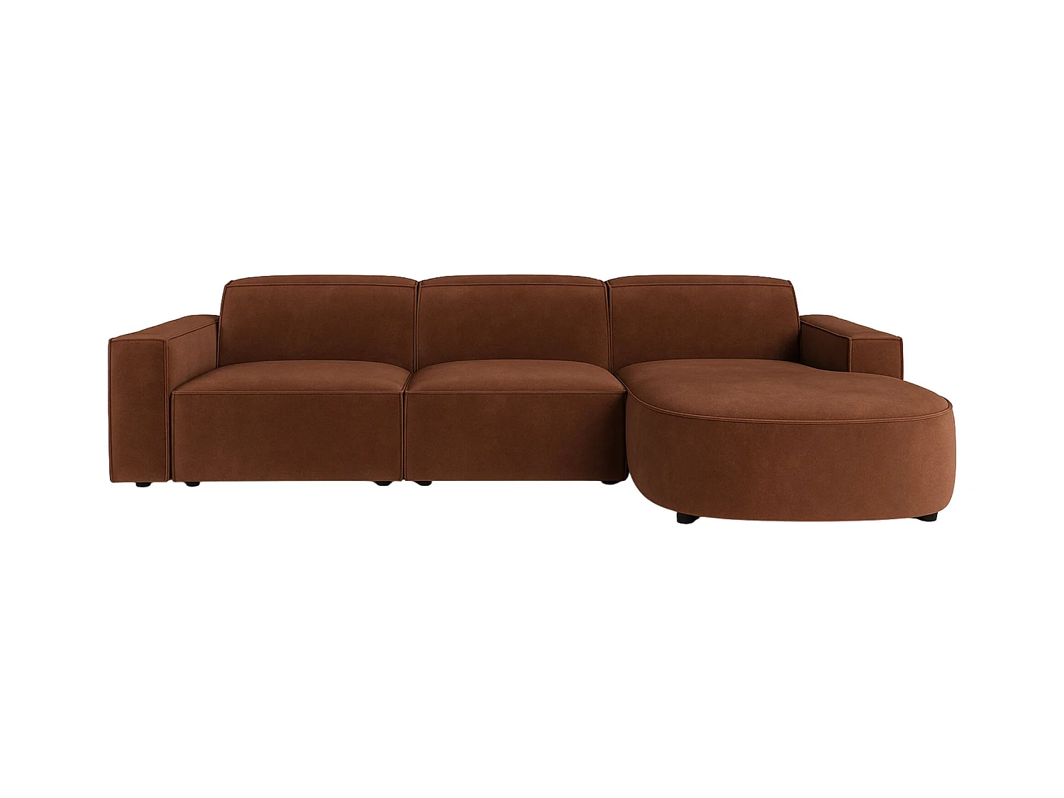 Ecksofa L-Form Round Cursal, Stoff Salvador, Dunkelbraun, Rechts