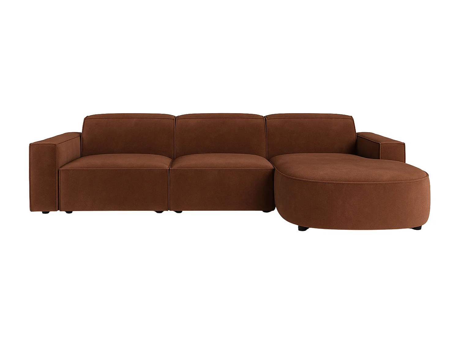 Canapé d'angle en L Round Cursal, tissu Salvador, marron foncé, droit