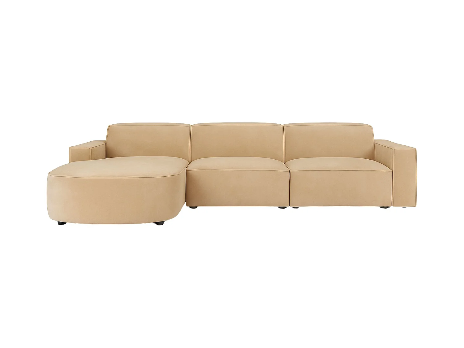 Canapé d'angle en L Round Cursal, tissu Salvador, beige, gauche