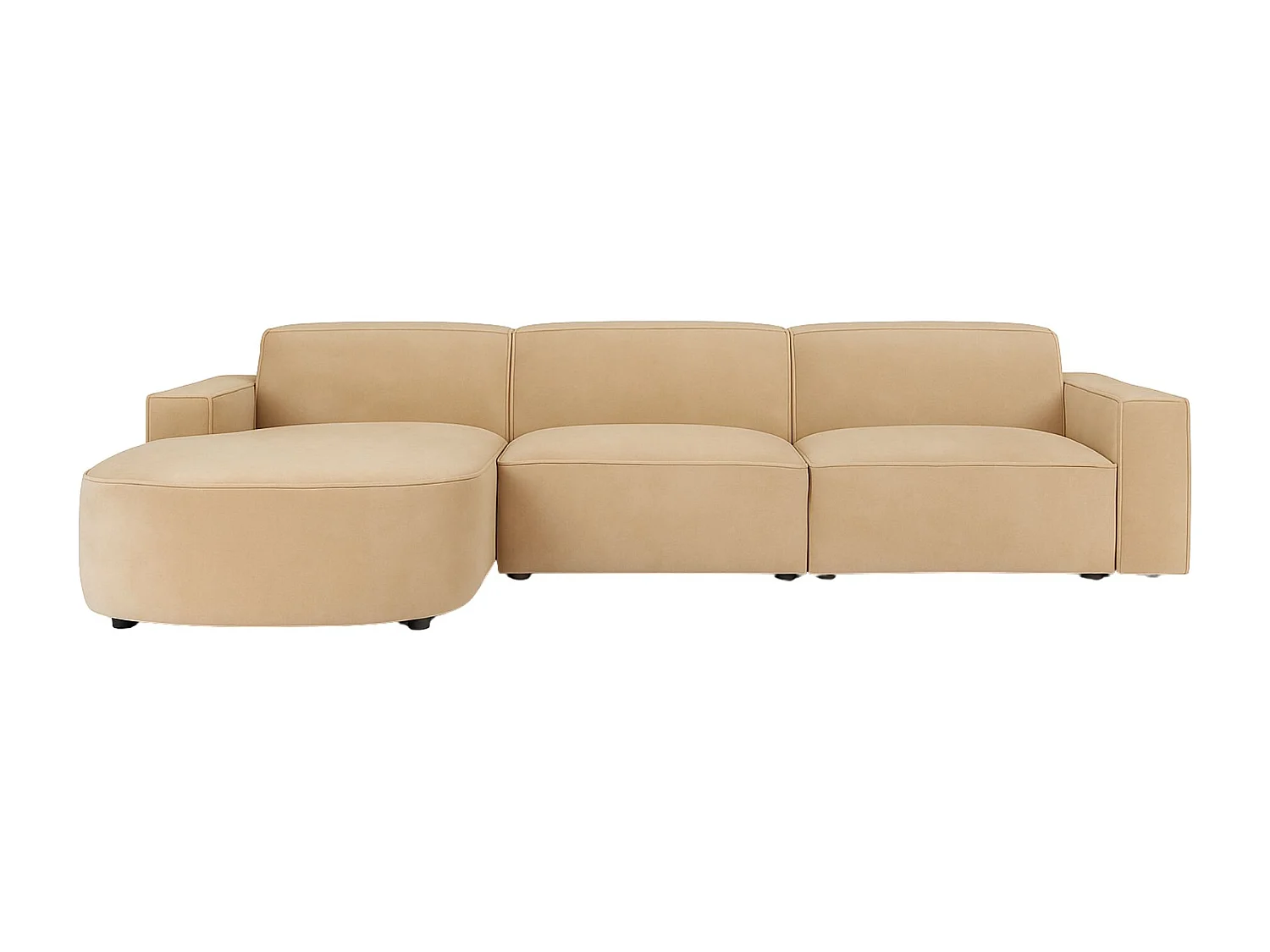 Canapé d'angle en L Round Cursal, tissu Salvador, beige, gauche