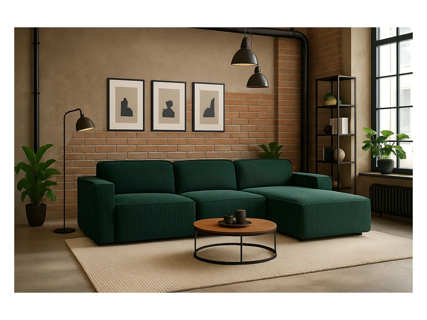 Divano angolare a L Cursal, tessuto Poso, verde, a destra