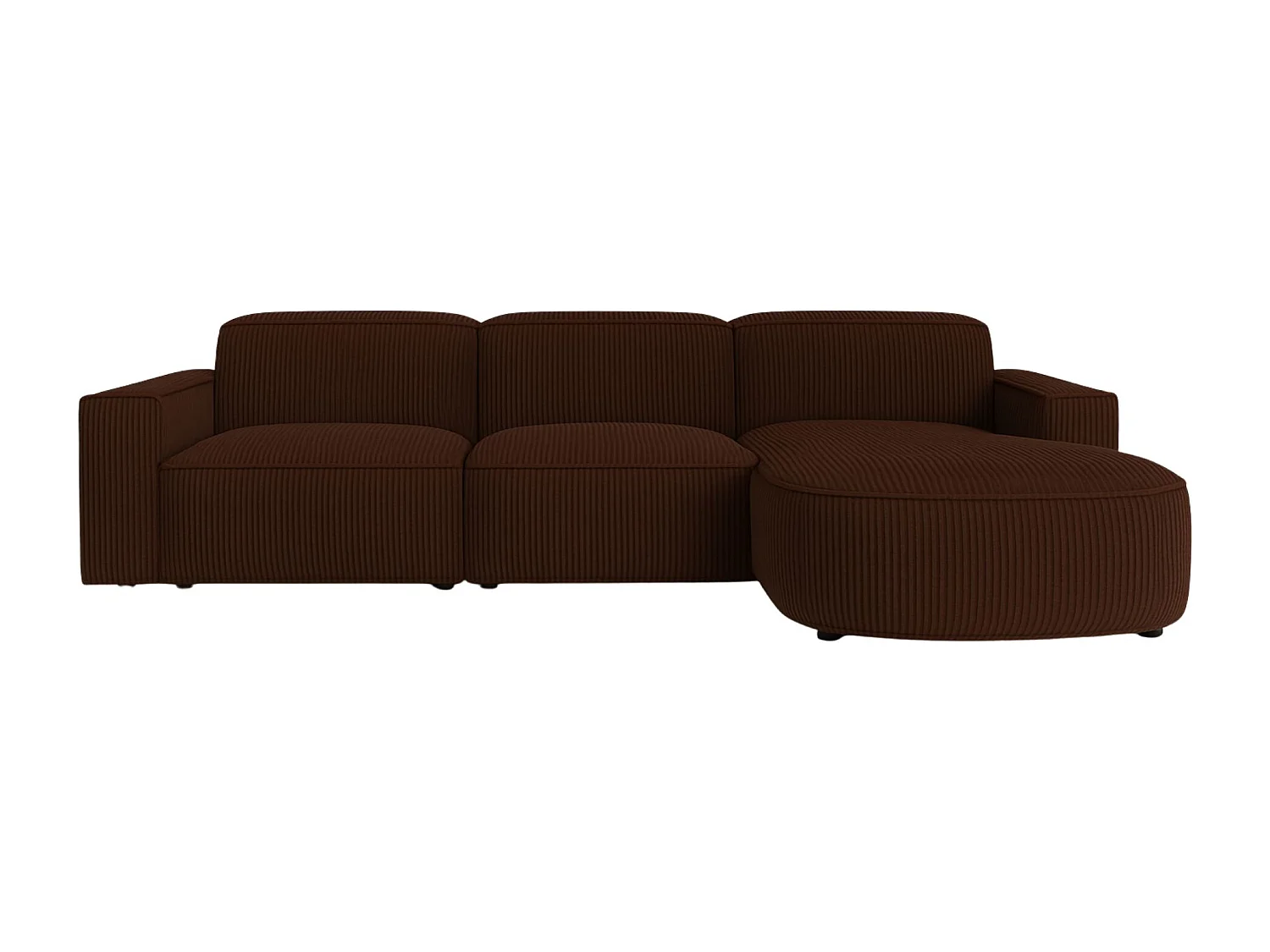 Canapé d'angle en L Round Cursal, tissu Poso, marron, droit