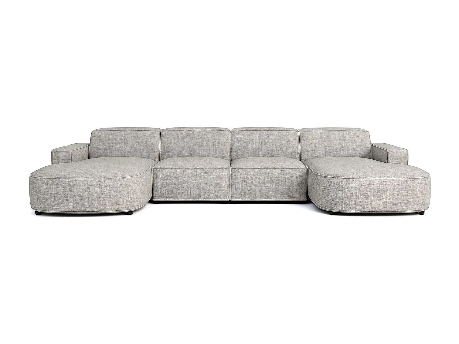 Canapé d'angle en U Round Cursal, tissu Artico, Nata