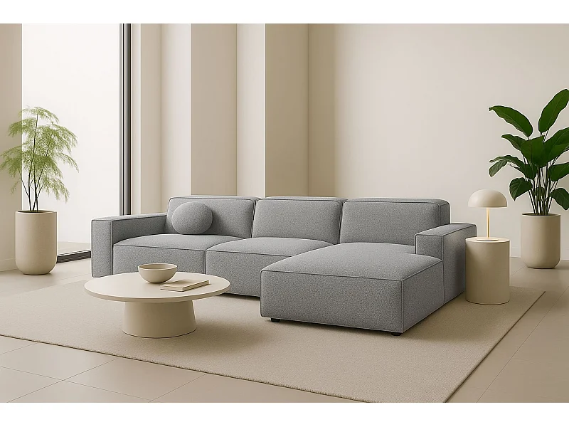 Hoekbank L-vorm Cursal, stof Artico, cement, rechts