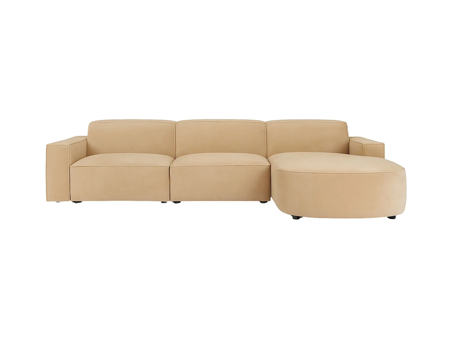 Canapé d'angle en L Round Cursal, tissu Salvador, beige, droit