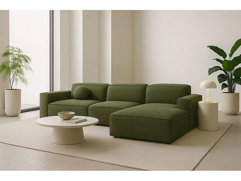 Divano angolare a L Cursal, tessuto Artico, muschio, destra