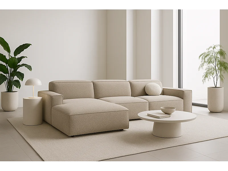 Ecksofa L-Form Cursal, Stoff Artico, Beige, Links