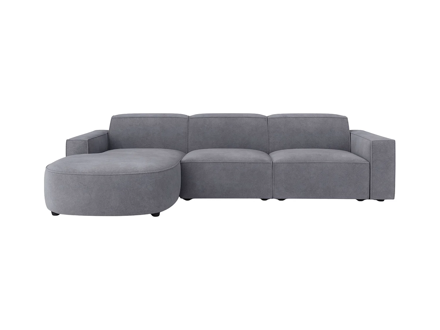 Ecksofa L-Form Round Cursal, Stoff Salvador, Grau, Links