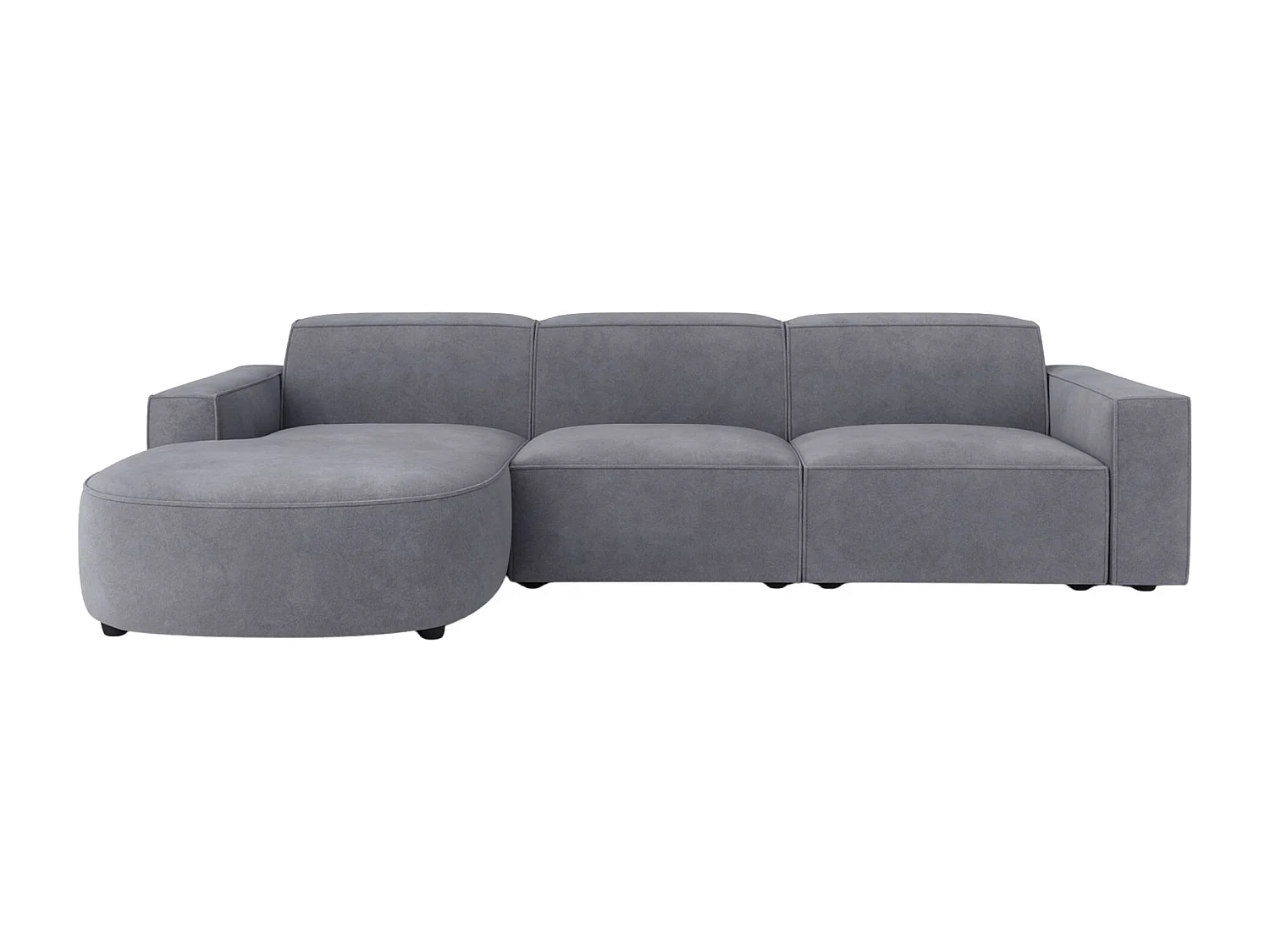 Canapé d'angle en L Round Cursal, tissu Salvador, gris, gauche