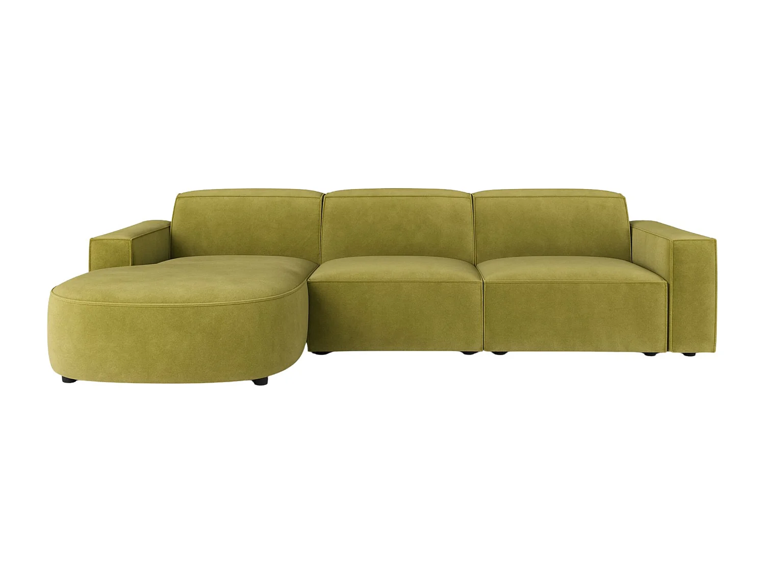 Canapé d'angle L-form Round Cursal, tissu Salvador, olive, gauche