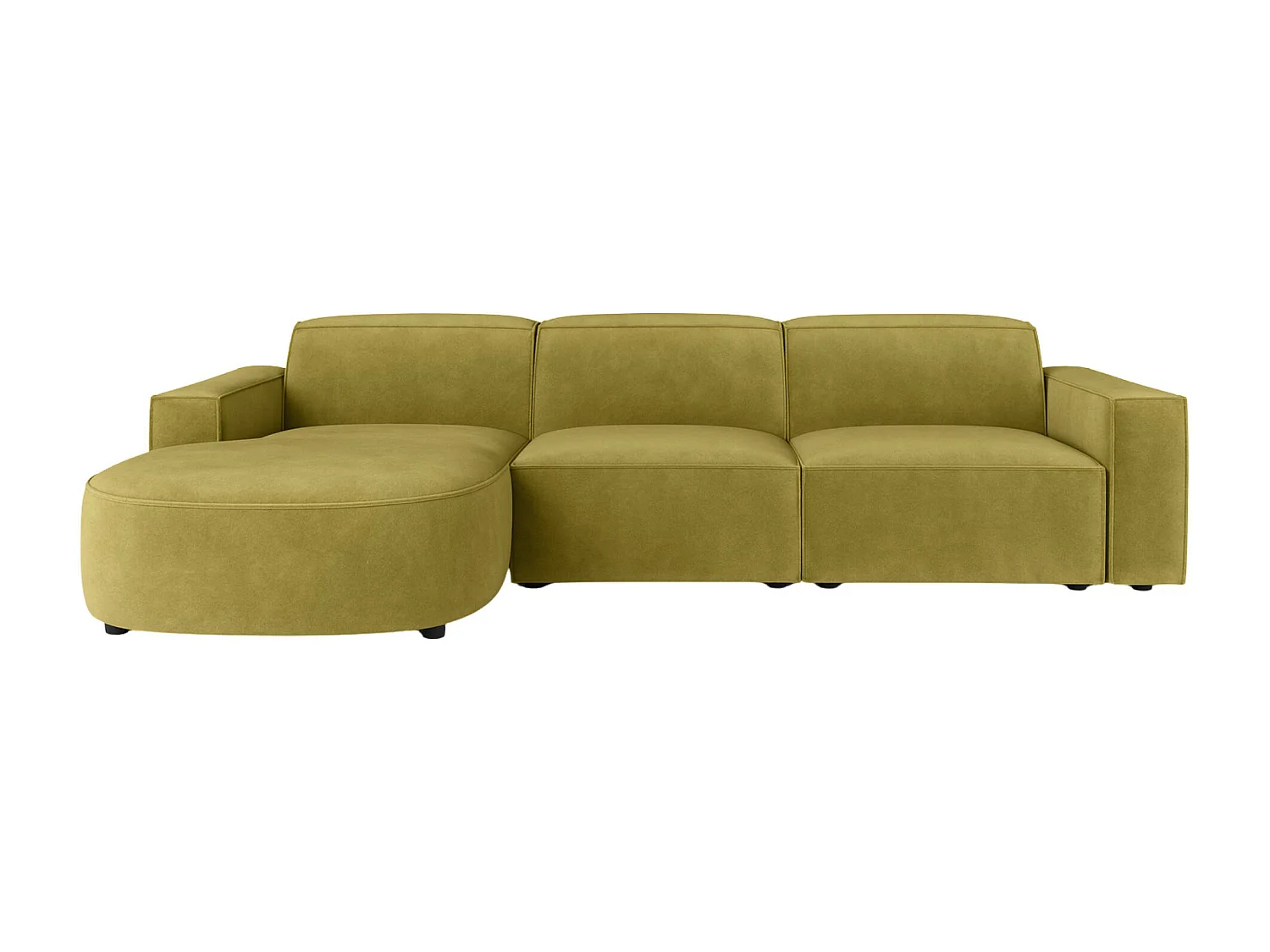 Hoekbank L-vorm Rond Cursal, stof Salvador, olijfgroen, links