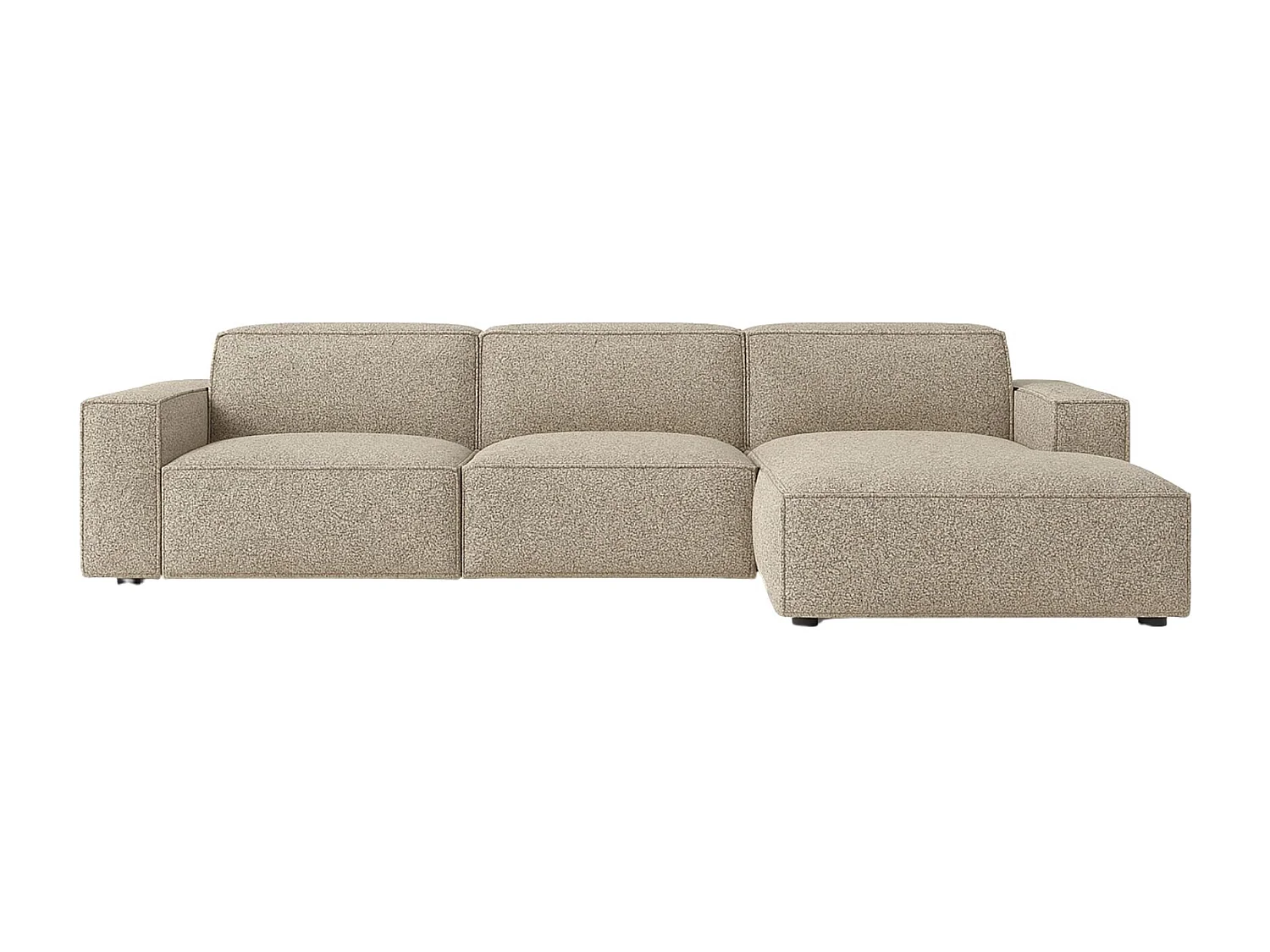 Canapé d'angle en L Cursal, tissu Artico, beige, droit