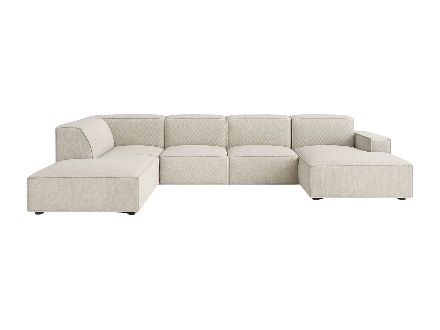 Canapé d'angle en forme de U Cursal V, tissu Artico, Nata, gauche