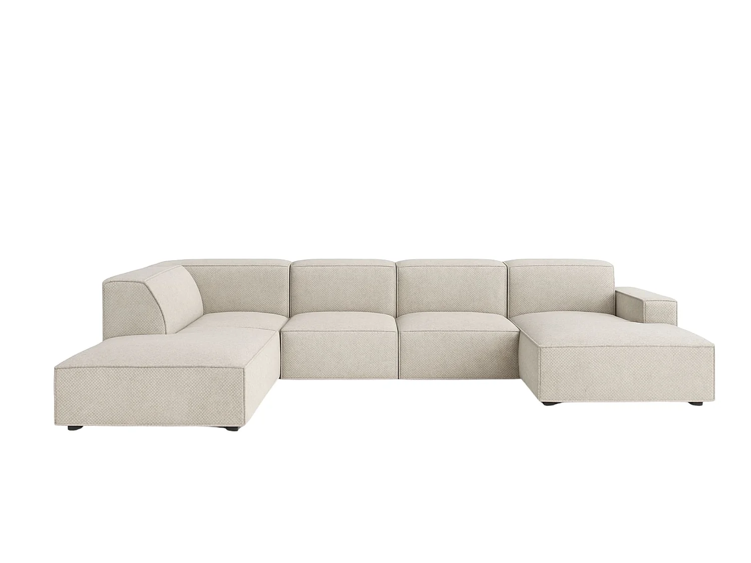 Canapé d'angle en forme de U Cursal V, tissu Artico, Nata, gauche