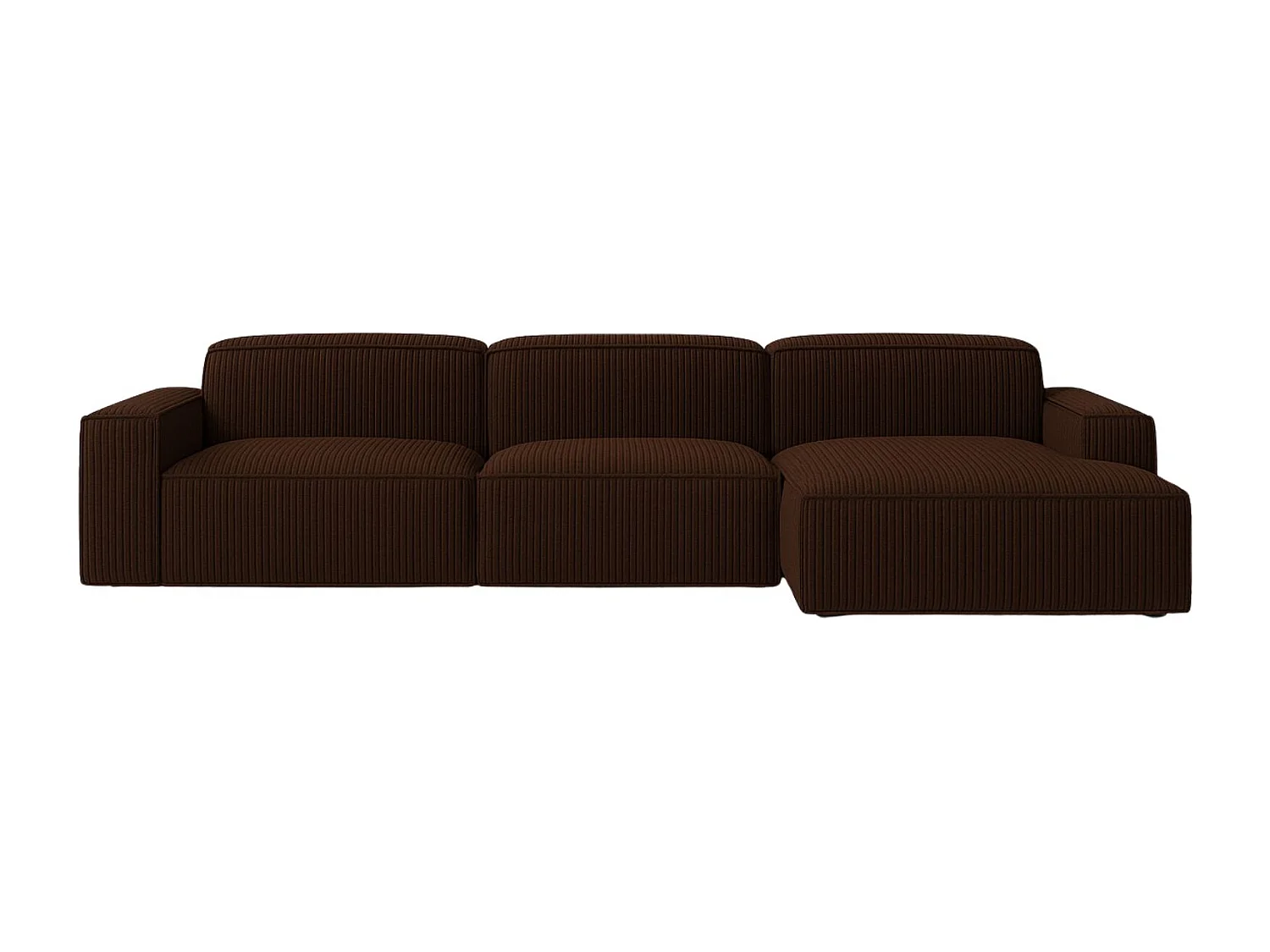 Canapé d'angle en L Cursal, tissu Poso, marron, droit