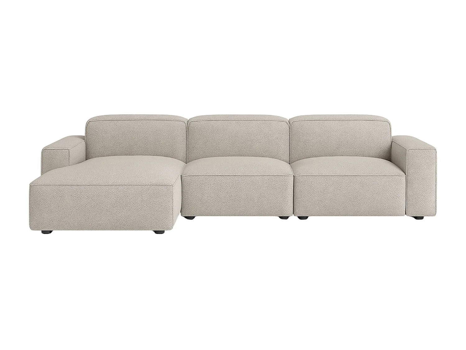 Canapé d'angle en forme de L Cursal, tissu Artico, Nata, gauche