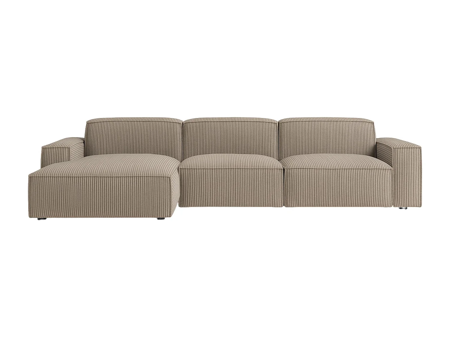 Canapé d'angle en L Cursal, tissu Poso, beige foncé, gauche