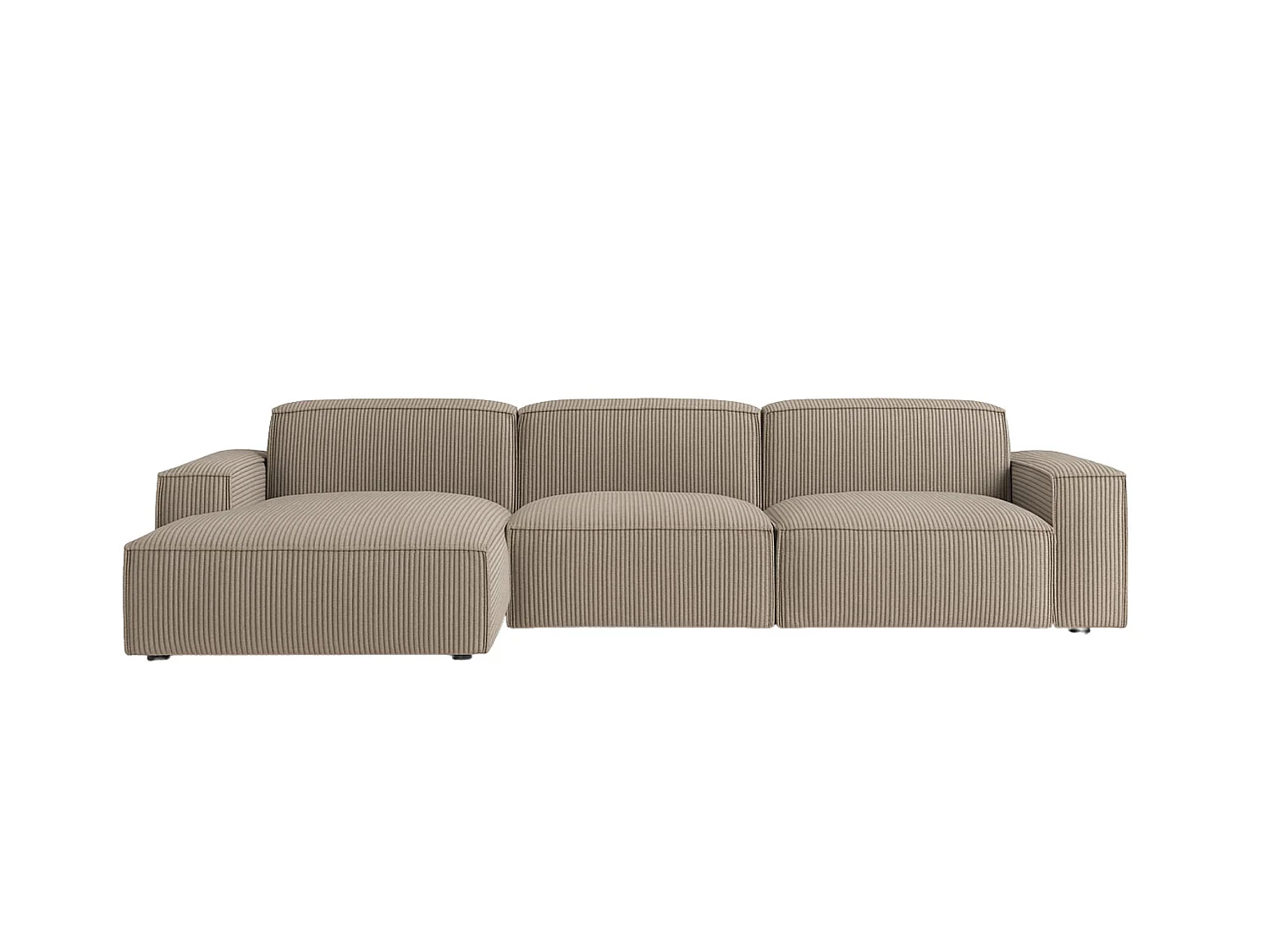 Canapé d'angle en L Cursal, tissu Poso, beige foncé, gauche