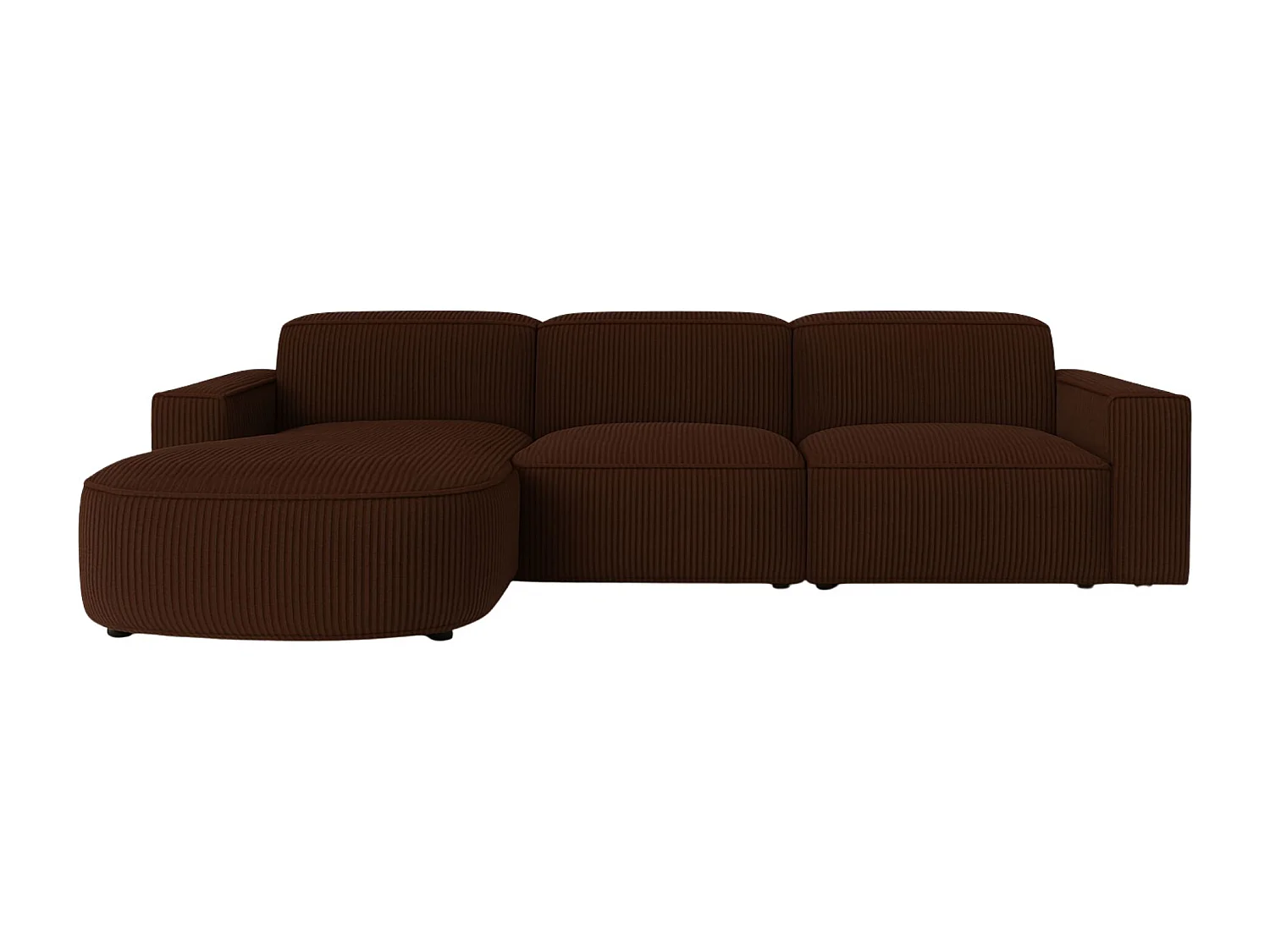 Canapé d'angle en L Round Cursal, tissu Poso, marron, gauche