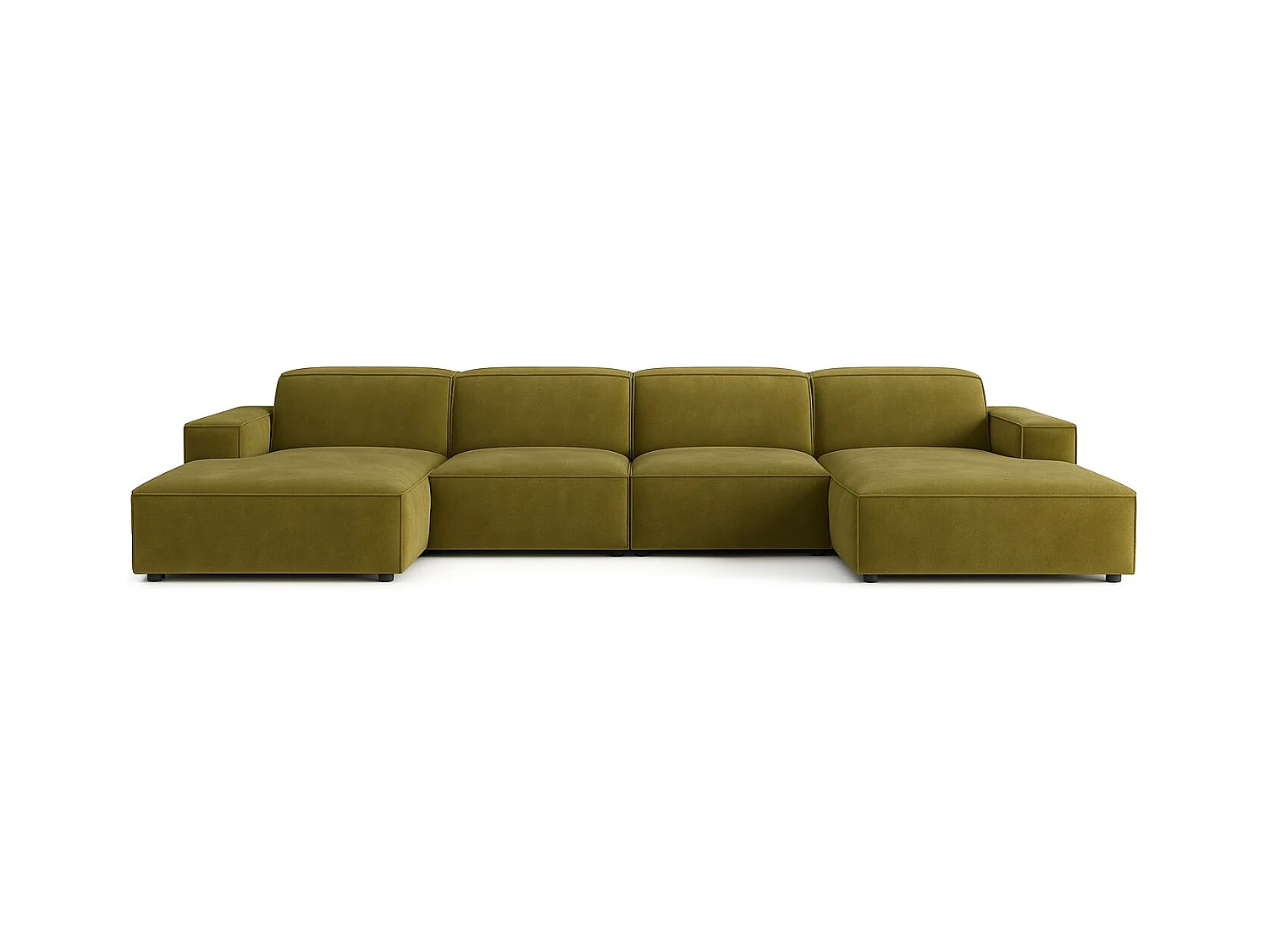 Ecksofa U-Form Cursal, Stoff Salvador, Olive