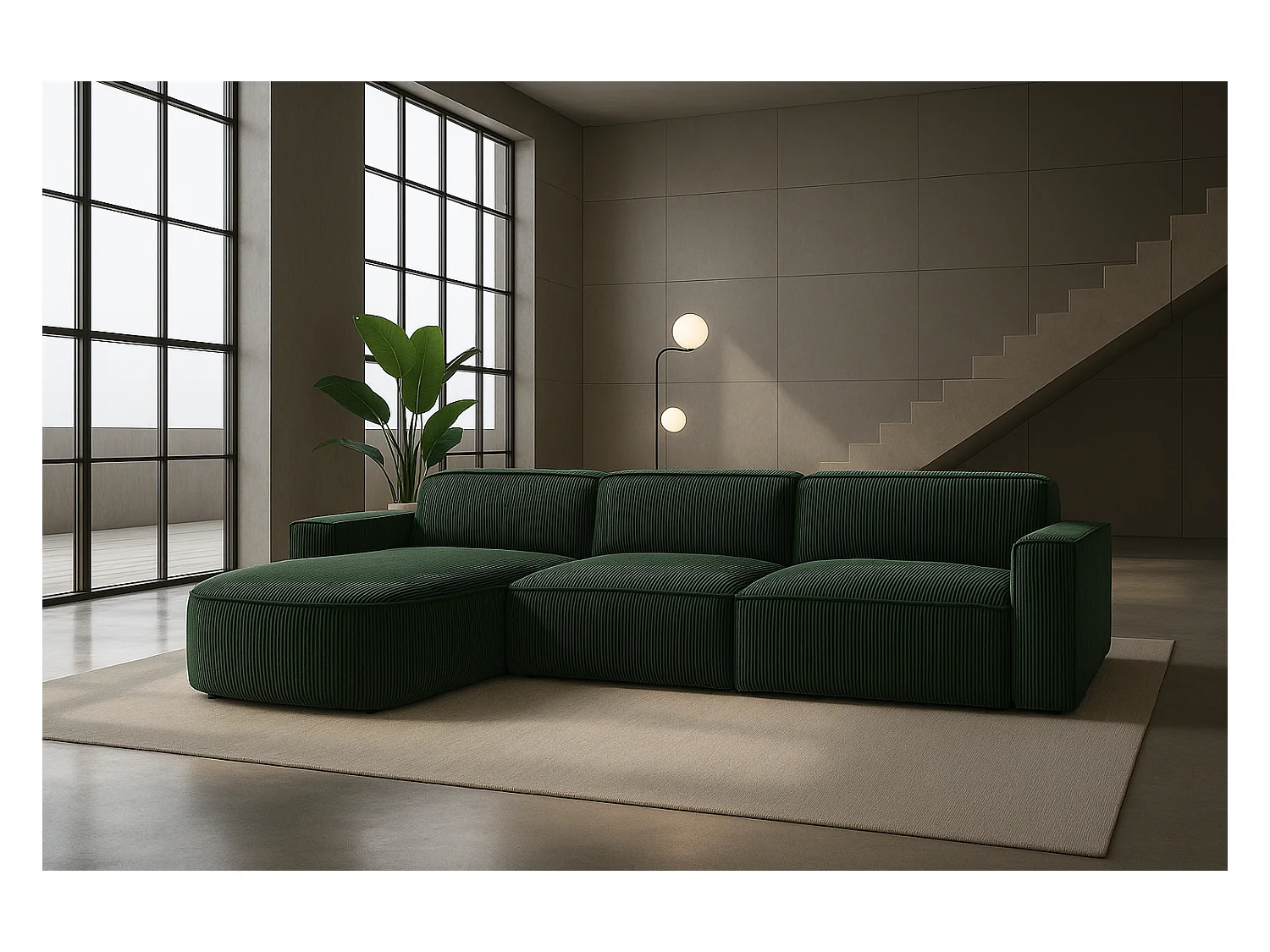 Divano angolare a L Round Cursal, tessuto Poso, verde, sinistro