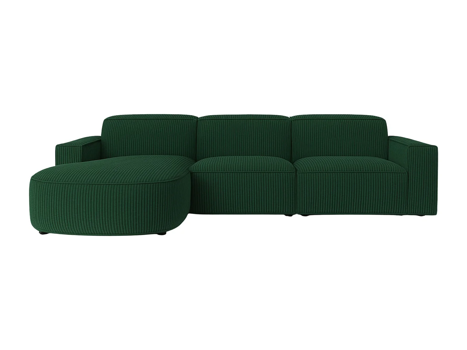 Canapé d'angle en L Round Cursal, tissu Poso, vert, gauche