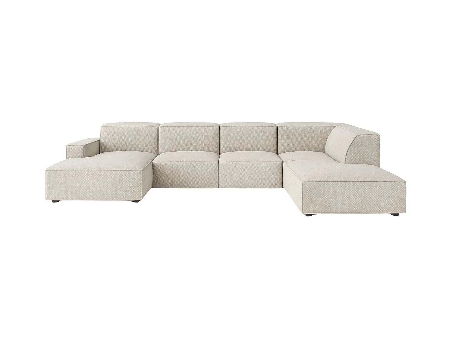 Ecksofa U-Form Cursal V, Stoff Artico, Nata, Rechts