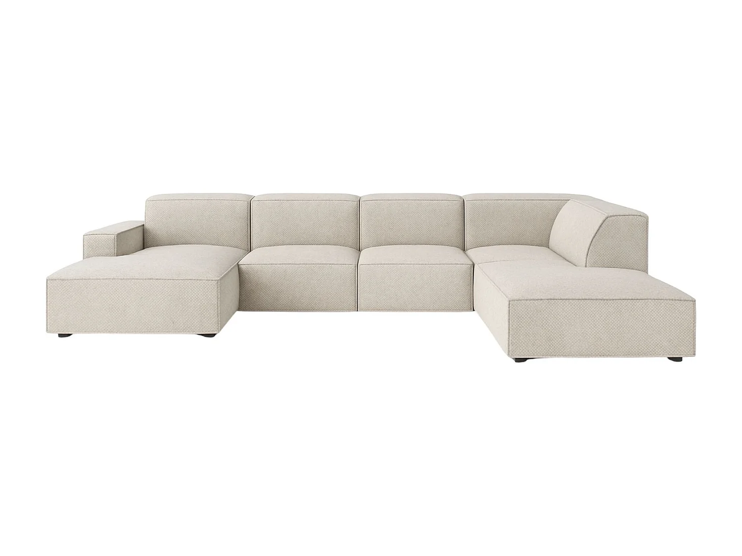 Canapé d'angle en forme de U Cursal V, tissu Artico, Nata, droite