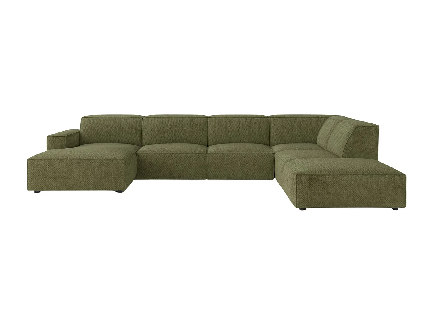 Canapé d'angle en U Cursal V, tissu Artico, Moss, droit