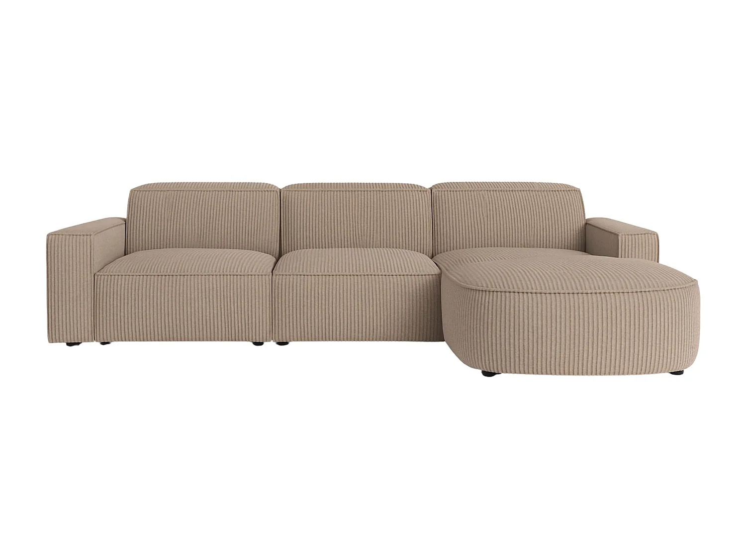 Canapé d'angle en L Round Cursal, tissu Poso, beige foncé, droit