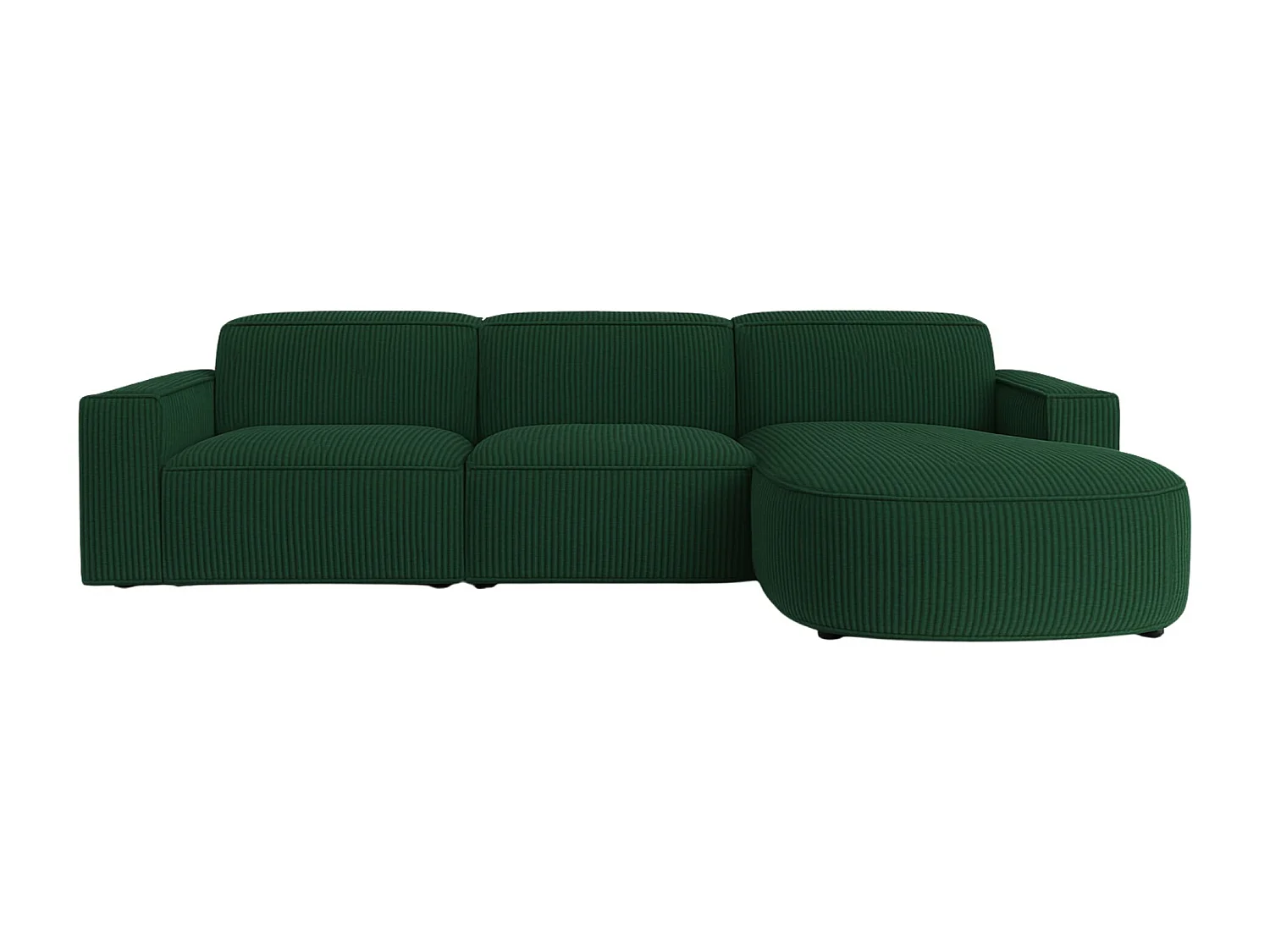 Canapé d'angle en L Round Cursal, tissu Poso, vert, droit